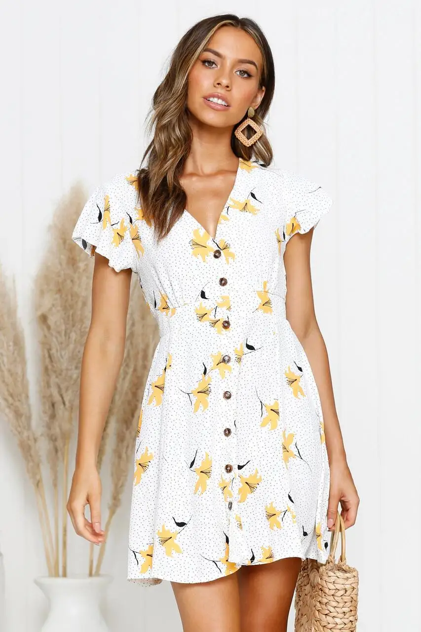 

2019 new spring summer women Polyester Casual A-Line dress Short Above Knee, Mini Regular O-Neck women dress