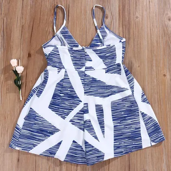 

Fashion Women Summer Print Sleeveless Backless Evening Party Short Bodysuits