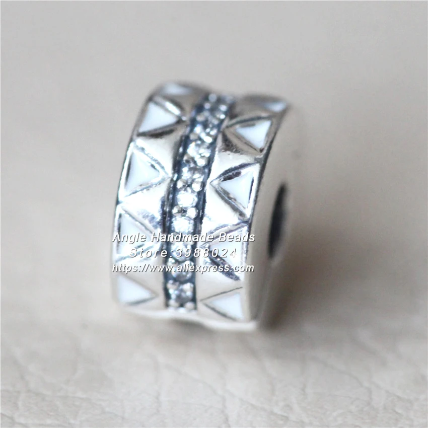 

2019 Spring Release 925 Sterling Silver Sparkling Jagged Lines Clip Charm With Clear CZ Charm Beaded Fits European DIY Bracelets
