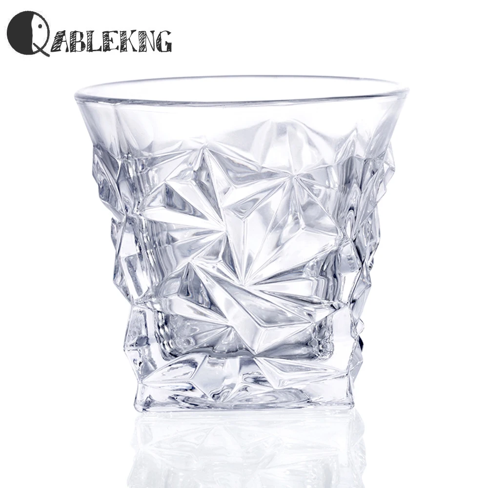 QABLEKNG 1pc Crystal Whiskey Glass Mugs Creative Party Beer Mug Fashion Diamond Base Round Cups