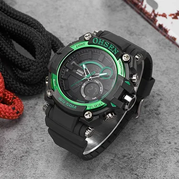 

NEW Relogio Masculino OHSEN Fashion Quartz Digital Watch Men Date Day Display Wristwatch Rubber Band Waterproof Sport Watch Gift