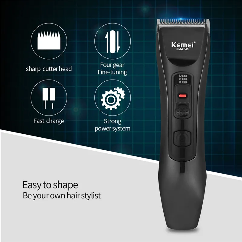 

100-240V Kemei Electric Hair Clippers Beard Trimmer Hair Machine Professional Clipper Cordless Haircut Rechargeable Trimmer Men