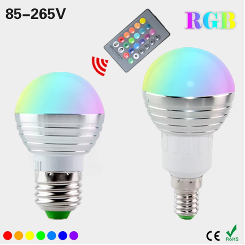 Vacamm LED RGB ночник E27 E14 с регулируемой яркостью лампы 85-265 в прожектор волшебное