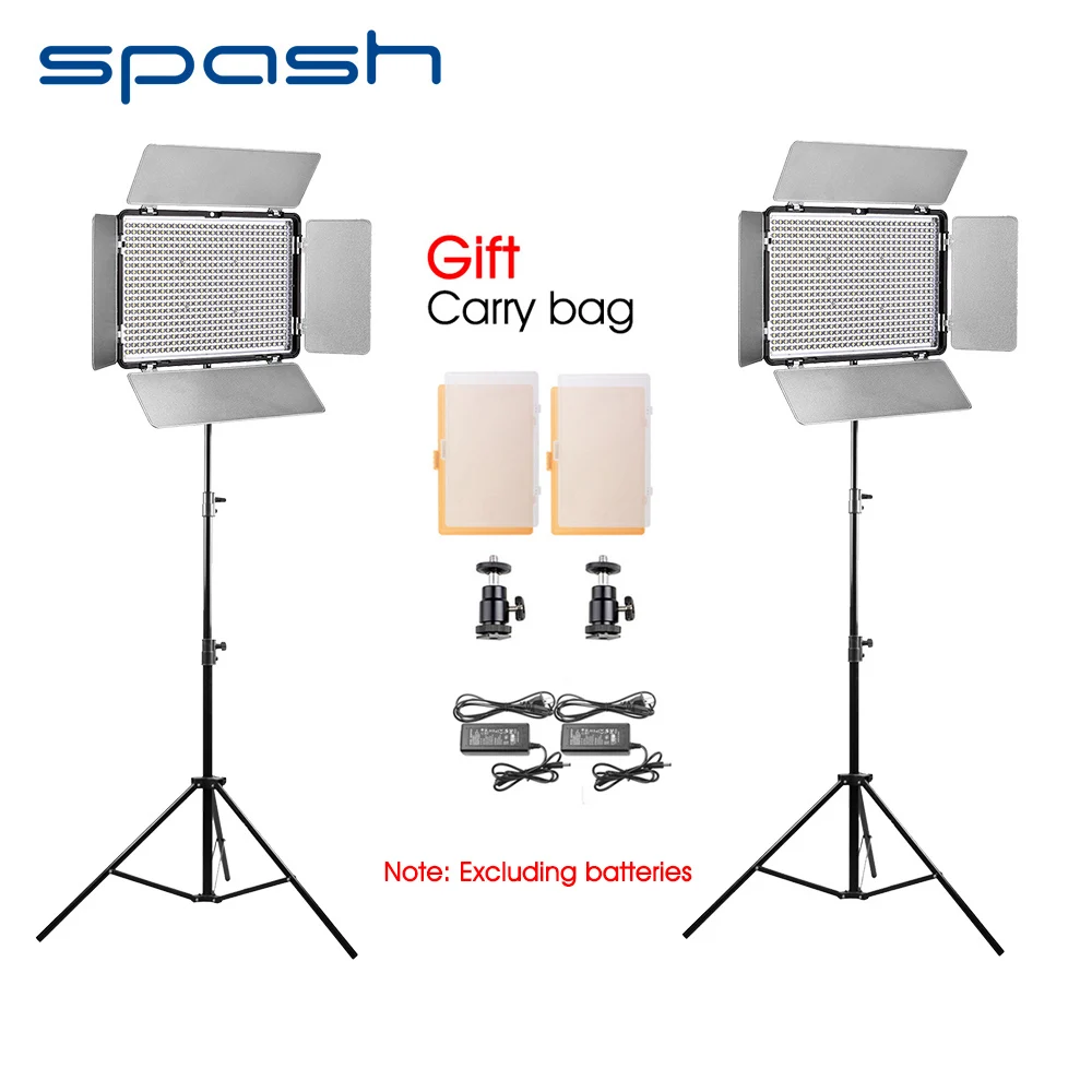 

spash Portable LED Video Light 2 in 1 Kit Photography Lighting with Tripod Camera Photo Studio Lamp led Light Panel TL-600S