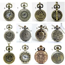 (APW022) Wholesale 12 designs Vintage Bronze  Small mixed Pocket Watch Necklace, STEAMPUNK style wholesale watch pendant.