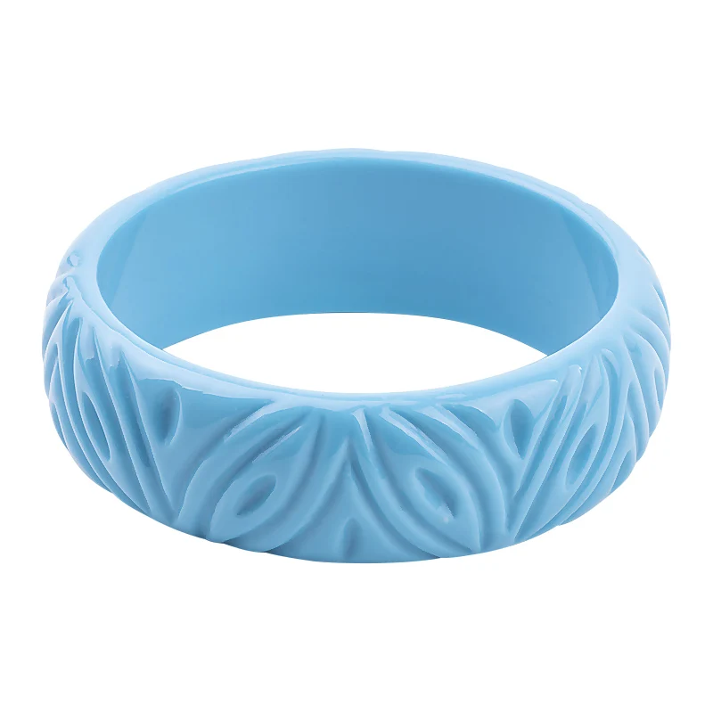 Classic Resin Engraved Flowers Fashion Bracelets Bangles for Women Acrylic Wide Female Bracelets Charm Cuff Bangles New Jewelry (4)