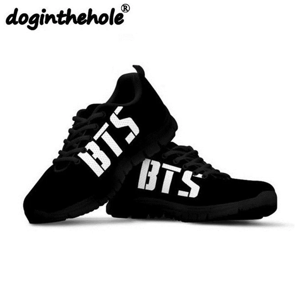 

doginthehole KPOP BTS Pattern Women's Running Shoes Outdoor Sport Sneakers for Fitness Comfortable Mesh Platform Shoes Female