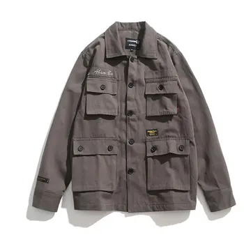

2018 Fashion Tooling Jacket Washing Tooling Jacket Military Wind Multi Pocket Jacket