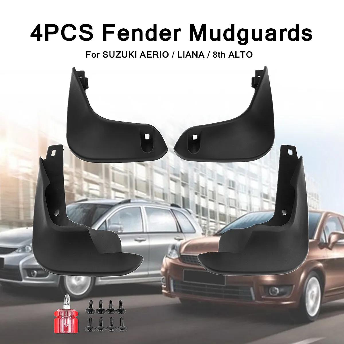 

4PCS Mud Flaps Splash Guards Fender-Mudguard for SUZUKI AERIO / LIANA / 8th ALTO Plastic Direct Bolt Installation Exterior Parts