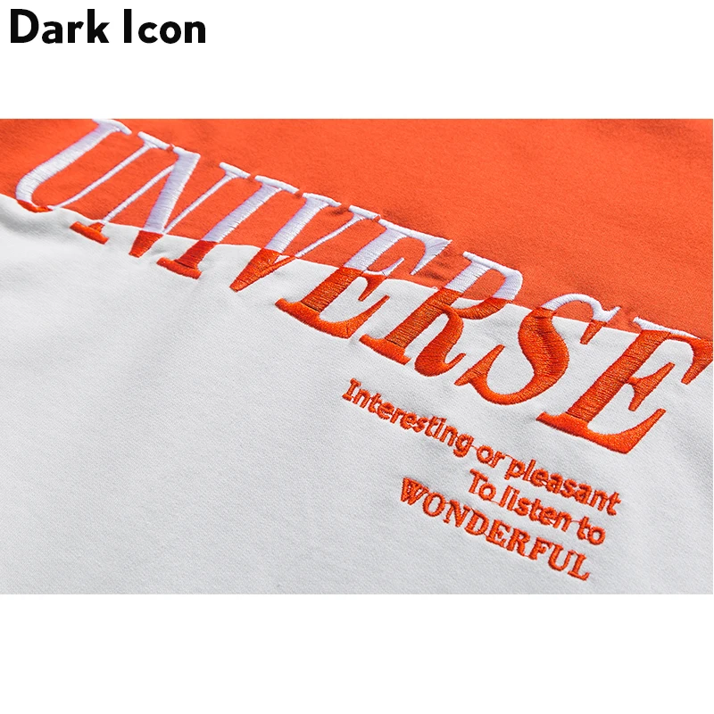 Dark Icon Patchwork Loose T-shirt Men Round Neck Half Sleeve Terry Cotton Tee Shirts Men Street Tee Shirts Man Clothing