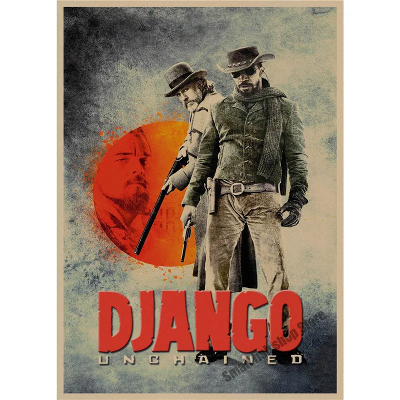 Django Unchained Квентин Тарантино ретро плакат, крафт-бумага, бумага для бара, кафе, домашний Декор, живопись, наклейка на стену - Цвет: Светло-желтый