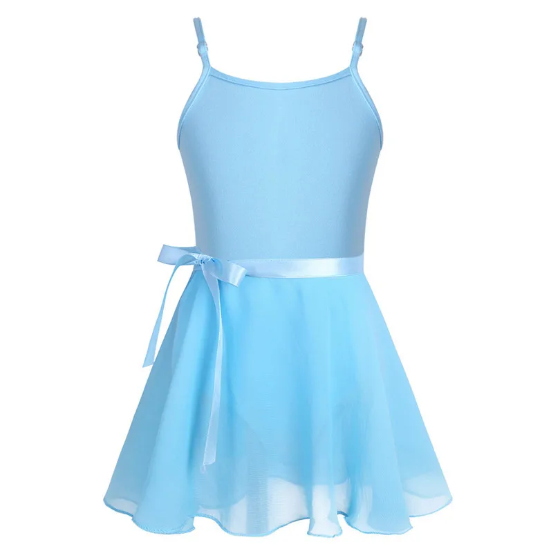 IEFiEL/милая детская одежда для балета и танцев для девочек, платье-пачка для балета, танцевальный гимнастический купальник с шифоновой юбкой, комплект одежды - Цвет: Sky Blue