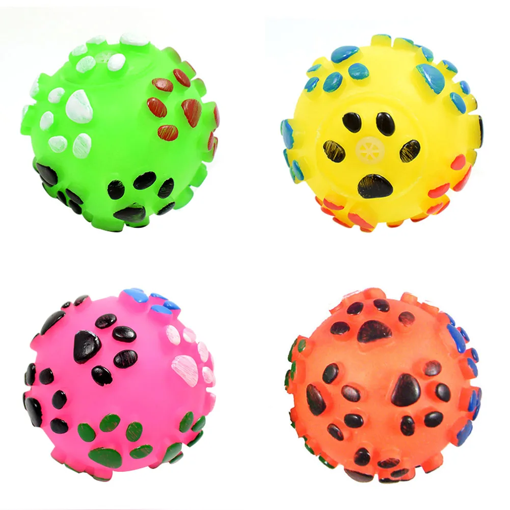 

Fashion Pet Dog Squeaky Toys Cute Paw Printing Puppy Cat Chew Sound Balls Pet Supplies