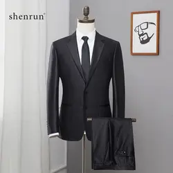 ShenRun 2019 черный официальный мужской костюм Slim Fit Для мужчин s костюмы индивидуальный пошив жениха Смокинг, пиджаки кастрюли для свадьбы
