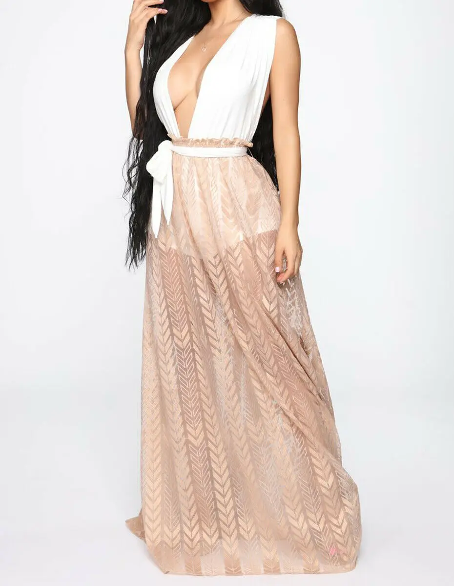 Новая Женская высокая талия качели пляжная Праздничная вечеринка выпускного вечера Тюль Бохо длинная юбка s-xl