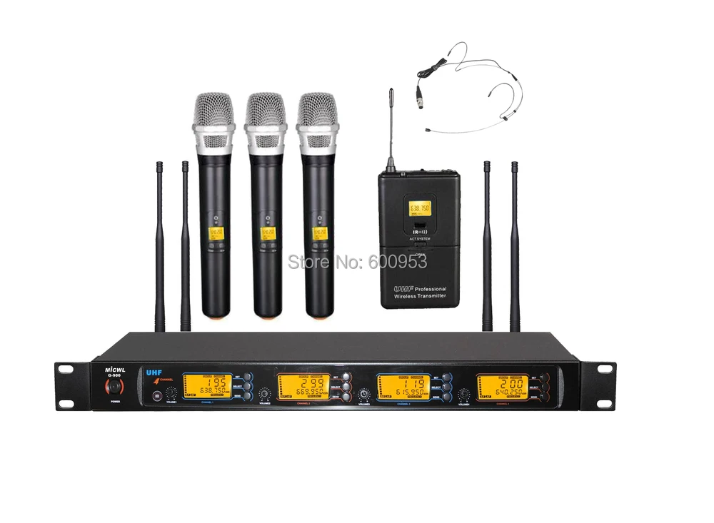 

COCMICWL UHF Wireless Karaoke Mic Microphone System 3 Handheld 1 Black mini Omnidirectional ear Hook Headset