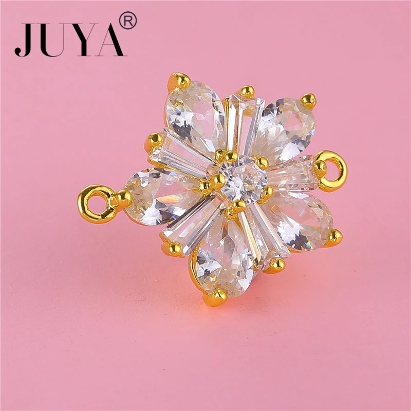 Supplies For Jewelry Wholesale 5pcs crystal flower charms connectors pendant for jewelry making
