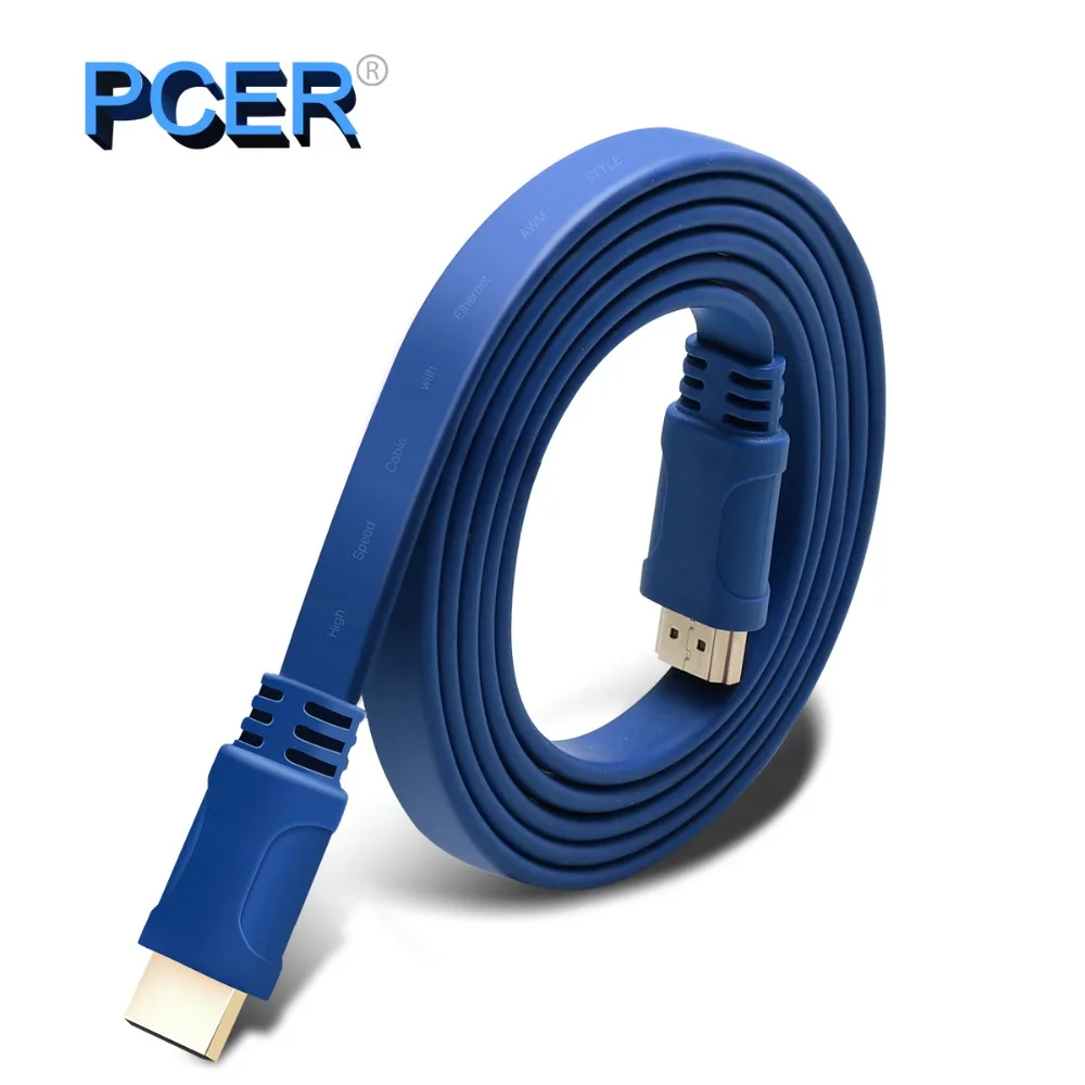 

PCER Flat HDMI Cable 1.4 2.0V oxygen-free copper 4K*2K 3D image HDMI cord Ultra HD Cable 3840*2160 4K 60hz 30hz gold-plated tip