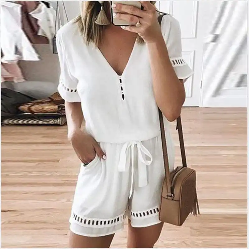white short jumpsuit plus size