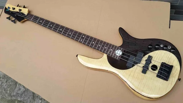 Cheap maple with rosewood black & white color active 4 string bass guitar