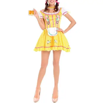 

Women Oktoberfest Dress Bavarian Costume Dot Dress Halloween Cosplay Maid Uniform Beer Festival Clothing Waitress
