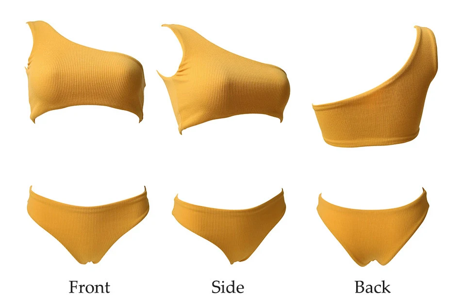 RXRXCOCO, одноцветные бикини,, бразильский купальник, женский белый комплект бикини, сексуальный купальник на одно плечо, женские стринги, купальник