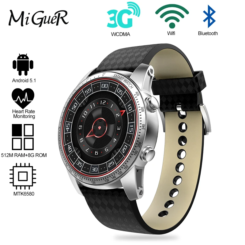 

Original KW99 Smartwatch Android 5.1 1.39 inch MTK6580 Quad Core 1.3GHz 8GB SIM WIFI Phone Heart Rate Monitor GPS Pedometer