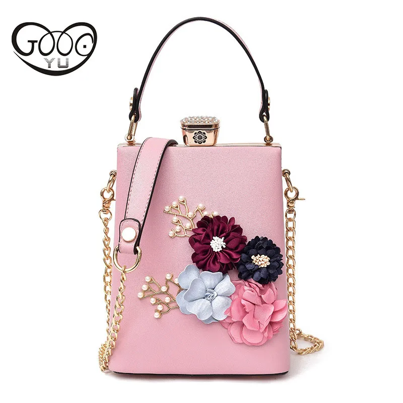 

New PU leather Korean version of the chain bucket perfume package No. wild flowers hand shoulder shoulder Messenger bag