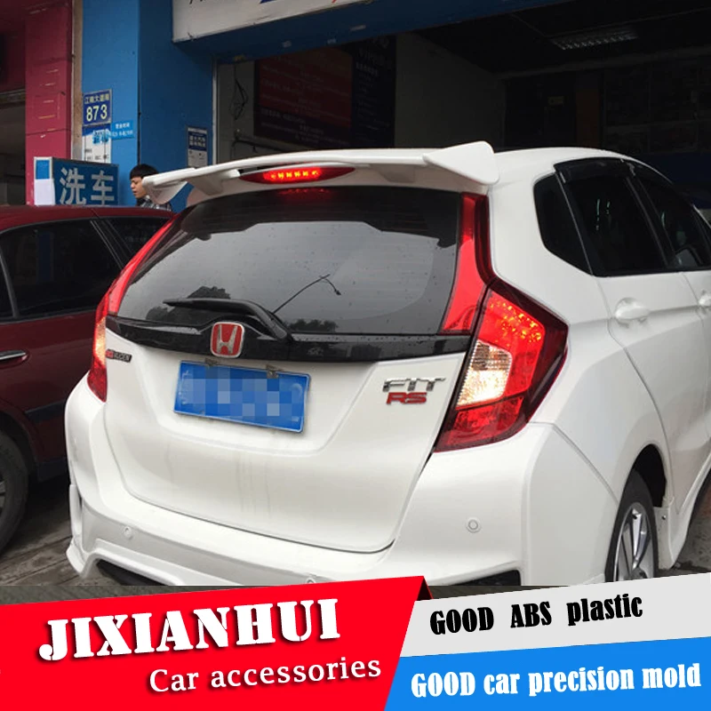 For Fit Spoiler 2014 2017 Honda Jazz WXGAk Spoiler ABS plastic Material Car Rear Wing Color Rear