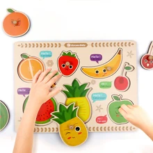 Детские деревянные игрушки-головоломки детские ранние образовательные цифровые цифры фрукты животные автомобиль обучающая головоломка деревянные игрушки