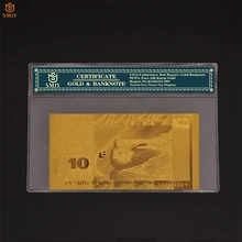 Billet de banque couleur or, 10 Lats, monnaie du monde, de Collection, feuille d'or, en papier, Souvenir de Collection