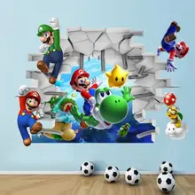 Дети Super Mario Bros 3D вид художественные наклейки на стену наклейки Фреска домашний декор для детской комнаты