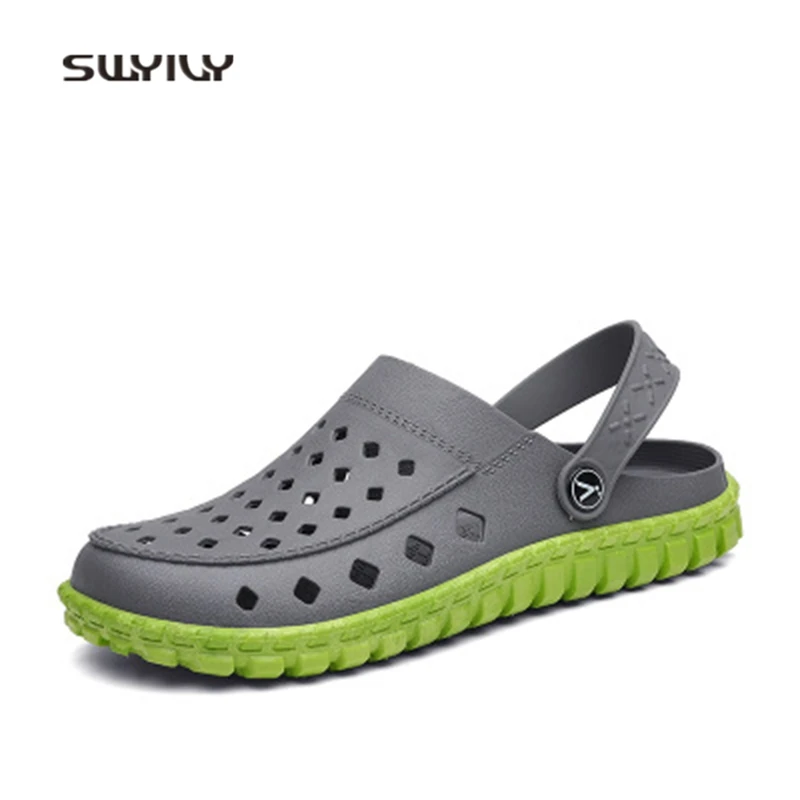 SWYIVY Men Wading Shoes Ultra-light Hollow Aqua Slippers For Male 2018 New Summer Brethable Non-slip Soft Men Beach Wading Shoes