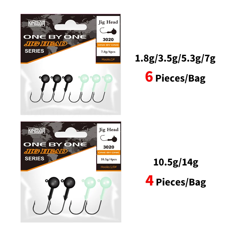 Kingdom Lead Jig Head приманки, острые Крючки 3,5 г/5,3 г/7 г/10,5 г/14 г светящиеся цветные круглые морские рыболовные снасти воблеры модель 3020 - Цвет: 3020-Jig Head