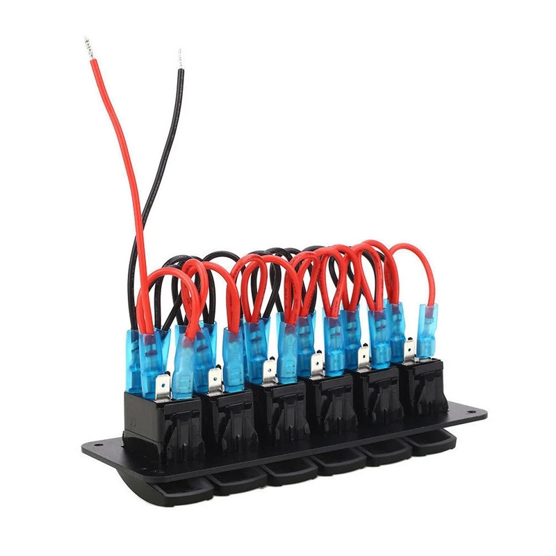 방수 6 갱 2LED 빛 로커 스위치 패널 회로 차단기 12V 보트 마린