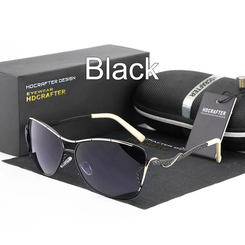 Лидер продаж большие солнцезащитные очки поляризованные очки вождения очки Классические Солнцезащитные очки женские женственность - Цвет линз: black