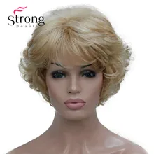 Короткие Толстые волнистые светлые выделяет полный синтетический парик женские парики