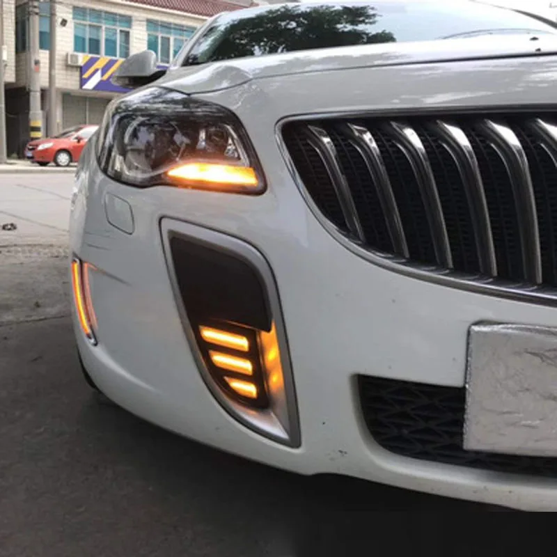 

ShenLao 2pcs Daylight yellow turn Signal lamps For Buick Regal GS 2012 2013 2014 2015 2016 LED DRL Daytime Running Lights