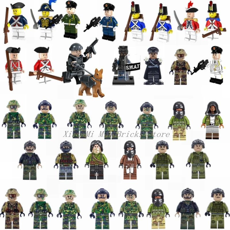 

Legoing Military Special Forces Soldiers Blocks Figures Guns Weapons Compatible Legoings Armed SWAT Building Bricks WW2 Toys