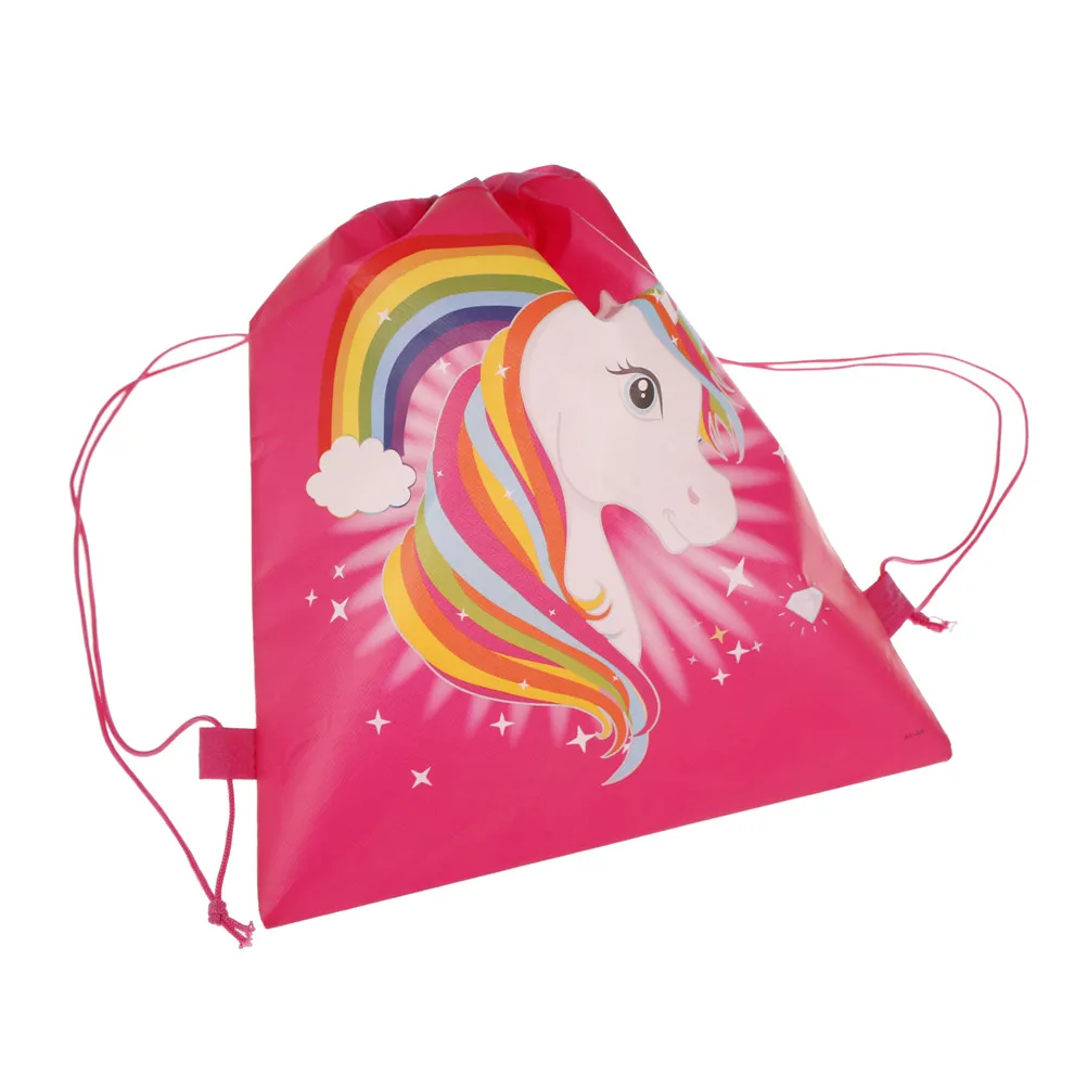 35*28cm Cartoon Unicorn Theme Drawstring Bags Kids Back Bags String