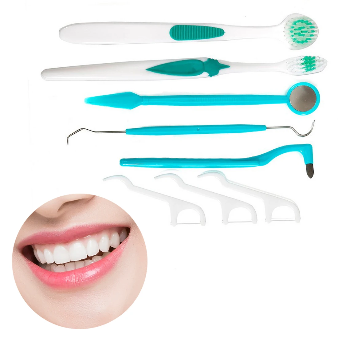 8Pcs Dental Floss Oral Hygiene Tool Set Oral Care Tooth Brush Kit Clean