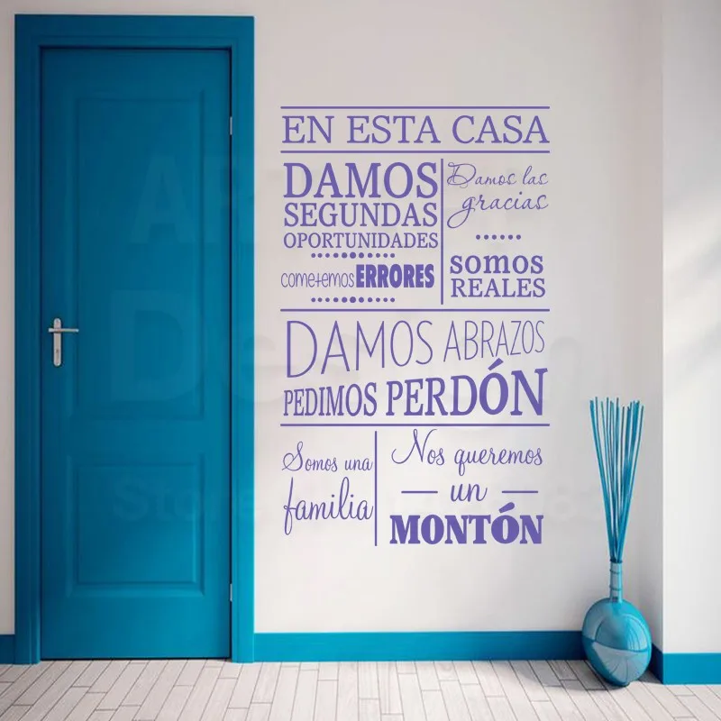 Art-New-Design-house-decor-Vinyl-Spanish-Home-rules-words-Wall-Decals-removable-room-decoration-family