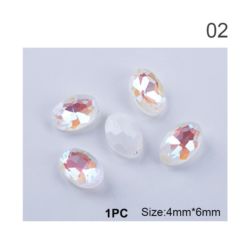 10PCS Irregular Nail Art Rhinestones Colorful Semicircle Crystal Flat Back 3D Nail Jewelry Decorations 1Pc Fluorescence Stone - Цвет: 07