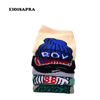

[EIOISAPRA]Boy 5 Style Pattern Design Funny Socks Women Harajuku Novelty Socks Colorful Boat Jacquard Calcetines Mujer