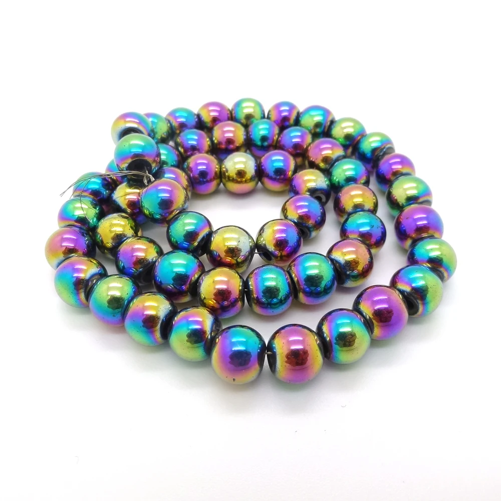 Wholesale 8mm RainBow MultiColor Hematite Non Beads Finding