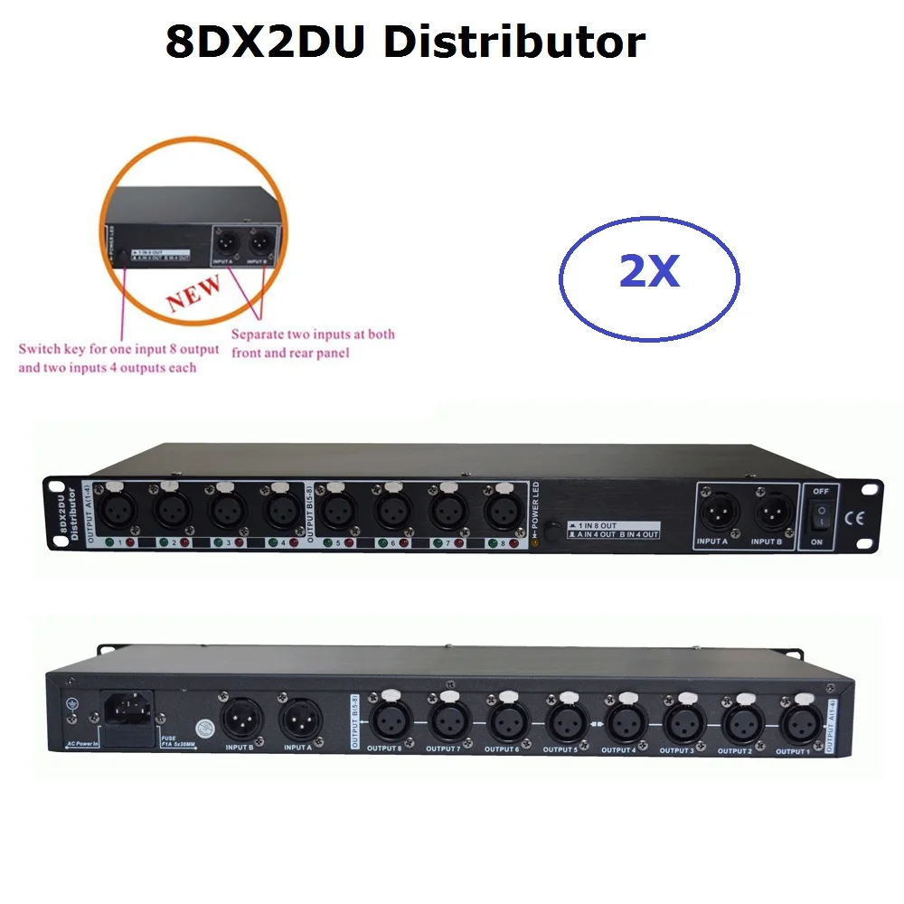 

2XLot Factory Sales 8 Way DMX512 Signal Amplifier Stage Light DMX512 Amplifier DMX Signal Distributor Stage Lighting Equipments