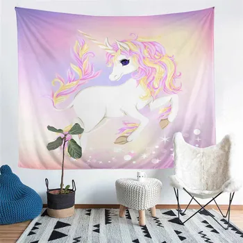 

HELENGILI Home Furnishing Unicorn Tapestry Wall Hanging Sandy Beach Picnic Throw Rug Blanket Camping Tent Sleeping Pad #DJS-4