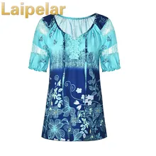Flower Print Floral Pattern Tie Lace Up Women's Blouse female befree Tops Tee Tunic Shirts Plus size 5xl loose casual clothing plus lace panel floral blouse