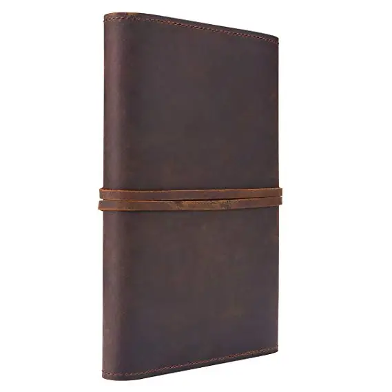 

Refillable Genuine Leather Journal Writing Notebook Lay Flat Blank Notepad 100 Sheets 100gsm Thick Paper A5 Size