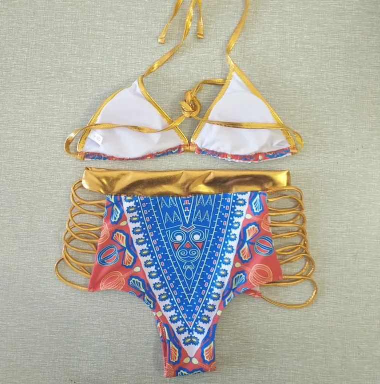2017 New South Africa Gold Style Bikini Set For Women Swimsuit Swimwear
